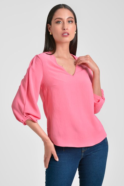 BLUSA MUJER EN CREPE CUELLO V