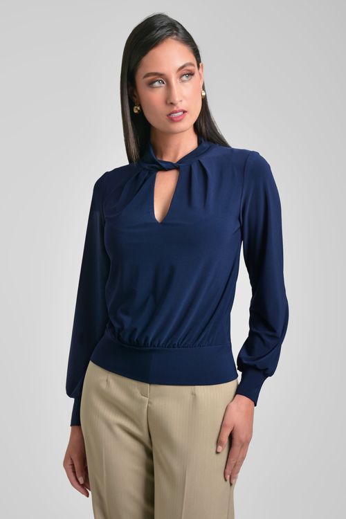BLUSA MUJER ESCOTE ENTRELAZADO