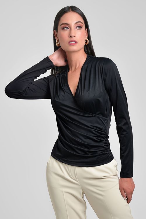 BLUSA MUJER ESCOTE CON RUCHE