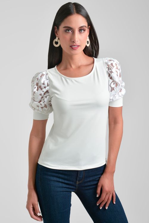 BLUSA MUJER CON GUIPUR
