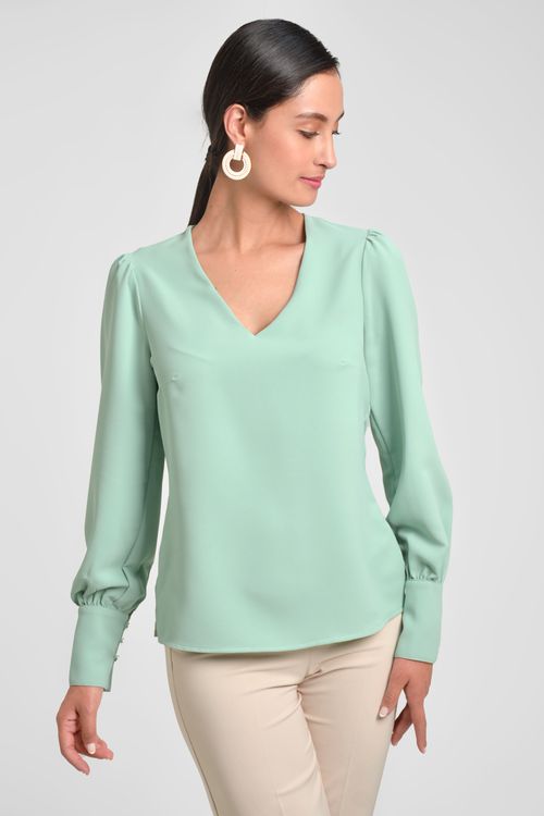 BLUSA EN CREPE ESCOTE EN V