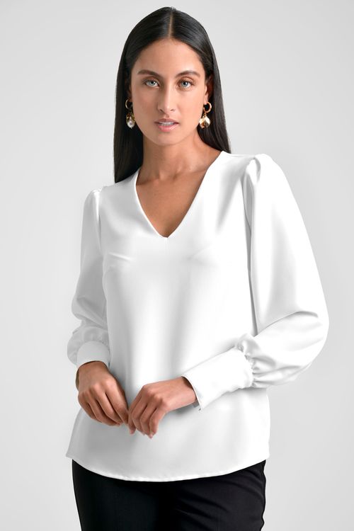 BLUSA EN CREPE ESCOTE EN V