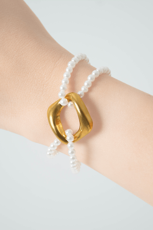 PULSERA DOBLE CON PERLAS