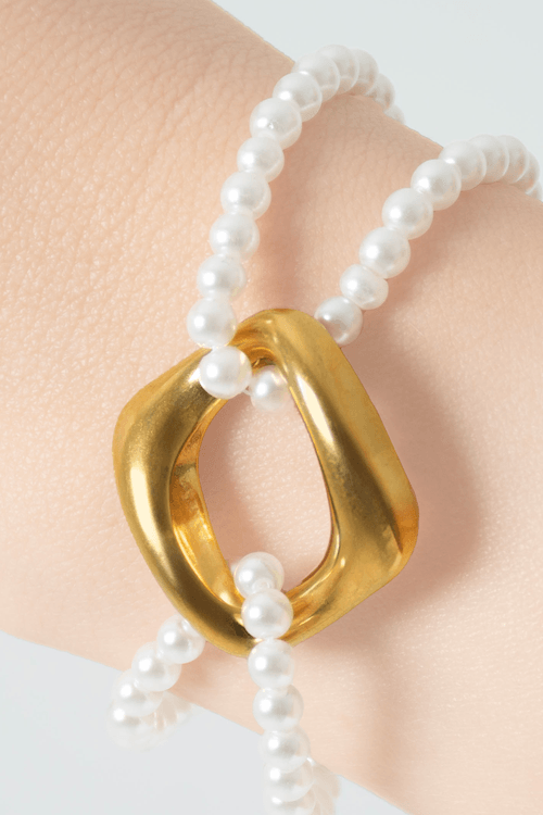 PULSERA DOBLE CON PERLAS