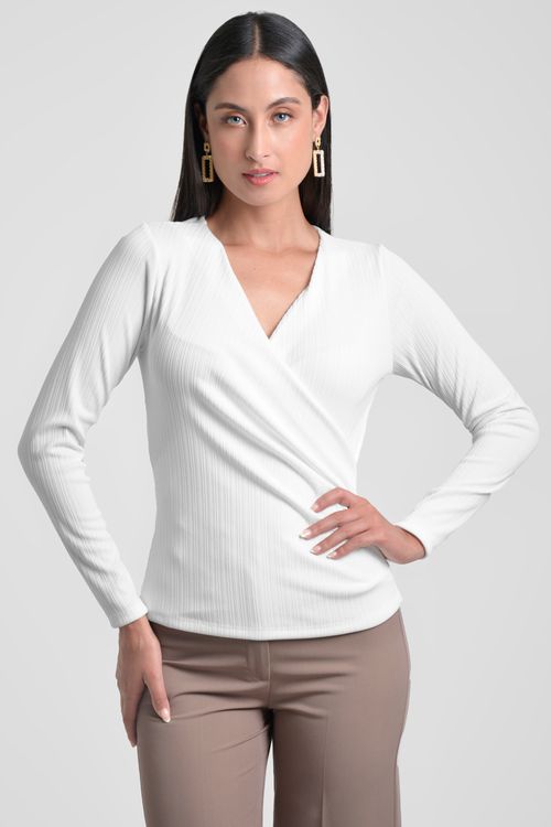 BLUSA MUJER PUNTO ESCOTE CRUZADO