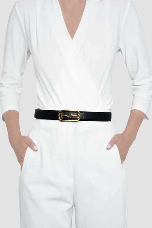 CINTURÓN EN PIEL HEBILLA DORADA