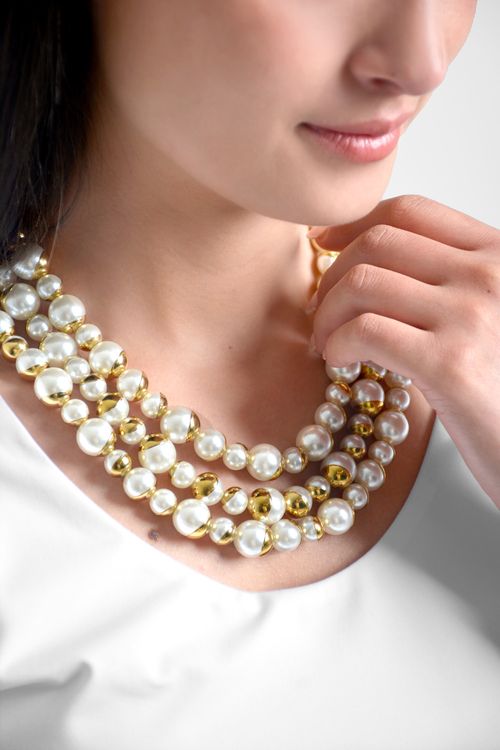 COLLAR MUJER PERLAS MULTICAPA
