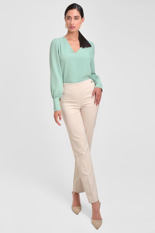 BLUSA EN CREPE ESCOTE EN V