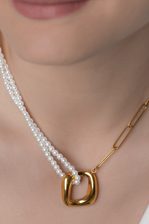 COLLAR ESLABONES Y PERLAS