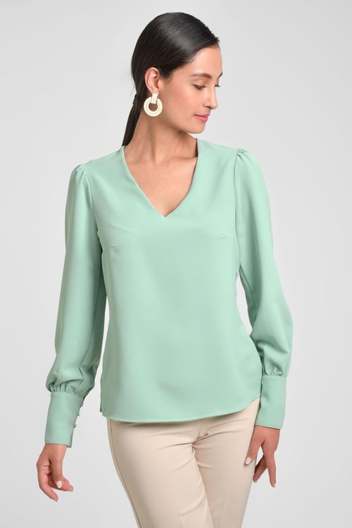 BLUSA EN CREPE ESCOTE EN V